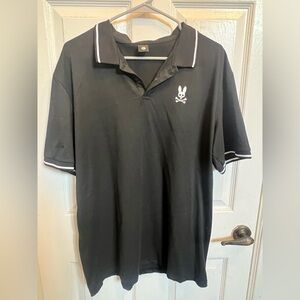 Psycho Bunny Black Polo Shirt with White Trim